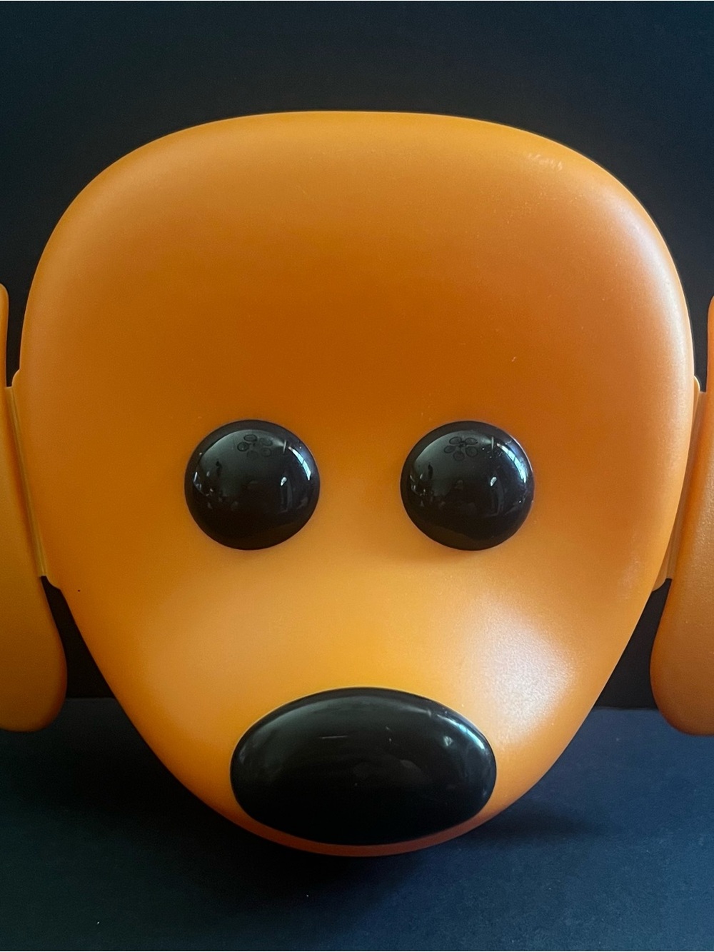 Kids IKEA SMASKA Orange Dog Face Storage Container with Black Accents